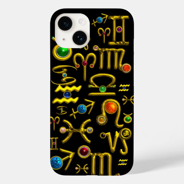 GOLD ZODIAC BIRTHDAY JEWELS,GEMSTONES,ASTROLOGY Case-Mate iPhone CASE (Back)