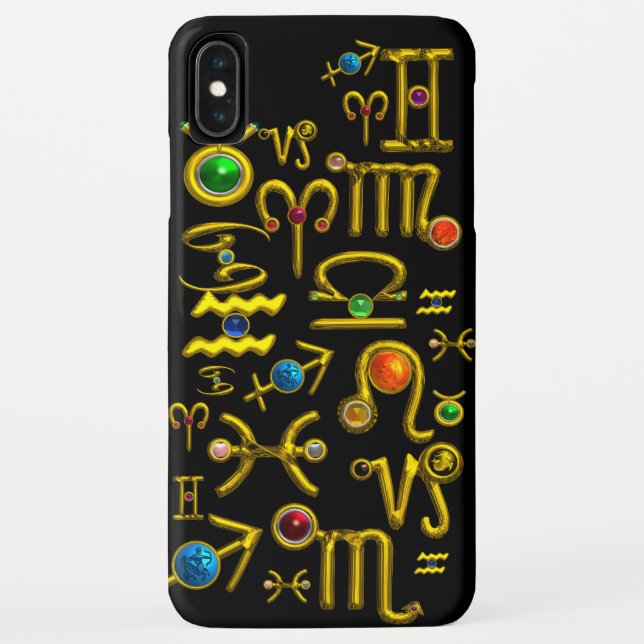 GOLD ZODIAC BIRTHDAY JEWELS,GEMSTONES,ASTROLOGY Case-Mate iPhone CASE (Back)