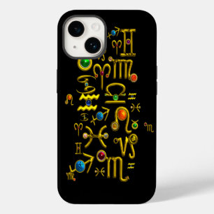 GOLD ZODIAC BIRTHDAY JEWELS,GEMSTONES,ASTROLOGY iPhone 14 CASE