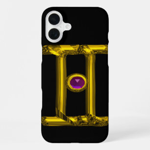 GOLD ZODIAC SIGN GEMINI Purple Alexandrite iPhone 16 Plus Case