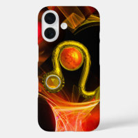 GOLD ZODIAC SIGN LEO Red Yellow Fractal Swirls