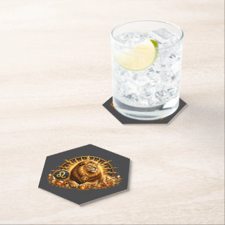 Gold Zodiac Sign Leo With Gemstones Paper Coaster