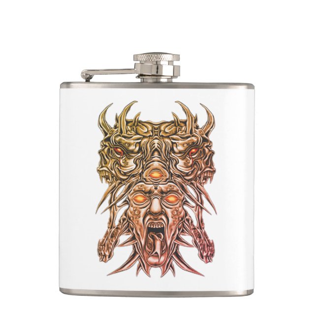 GoldDemon Face  Hip Flask (Front)