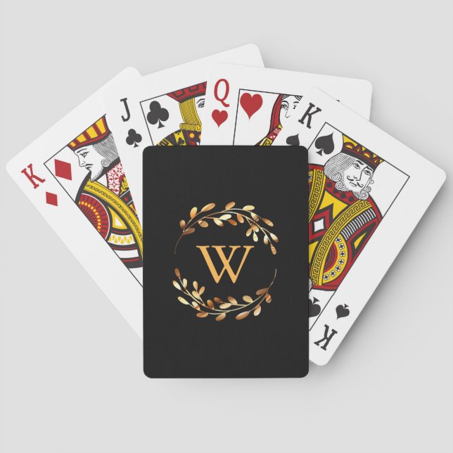 Goldel Floral Monogram Playing Cards (Back)