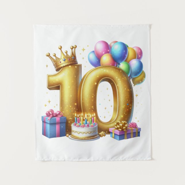 Golden 10th Birthday Tapestry (Front)