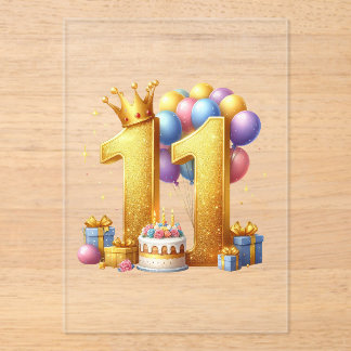Golden 11th Birthday Acrylic Invitations