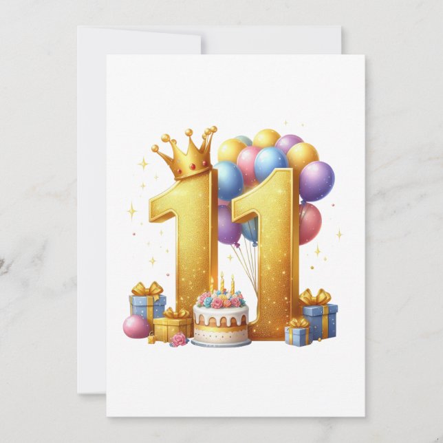 Golden 11th Birthday Announcement (Front)