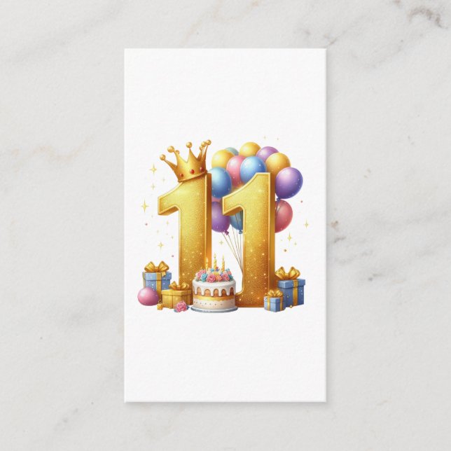 Golden 11th Birthday Enclosure Card (Front)