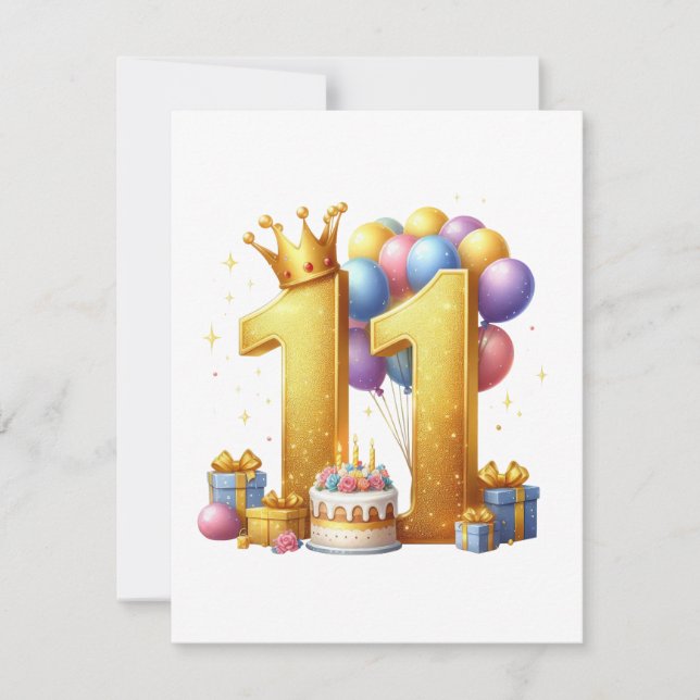 Golden 11th Birthday Invitation (Front)