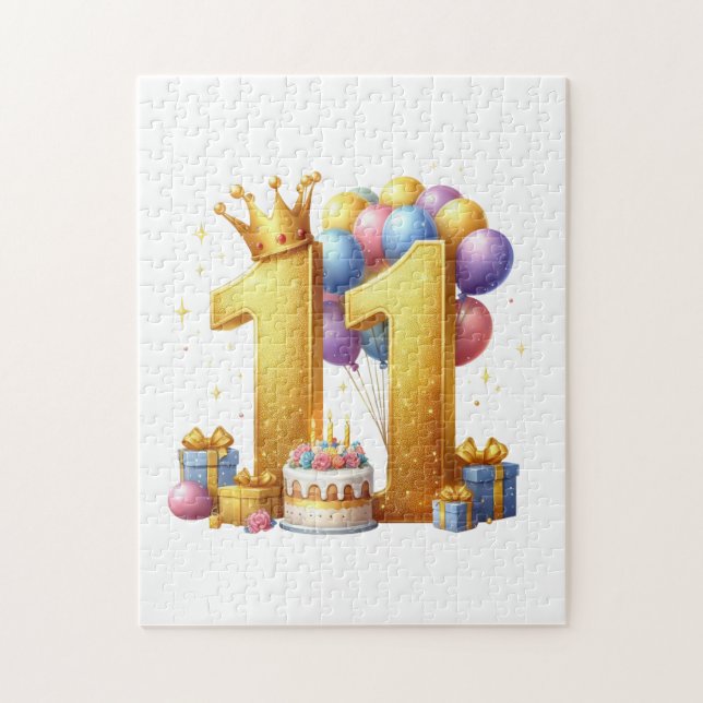Golden 11th Birthday Jigsaw Puzzle (Vertical)