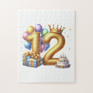 Golden 12th Birthday Jigsaw Puzzle