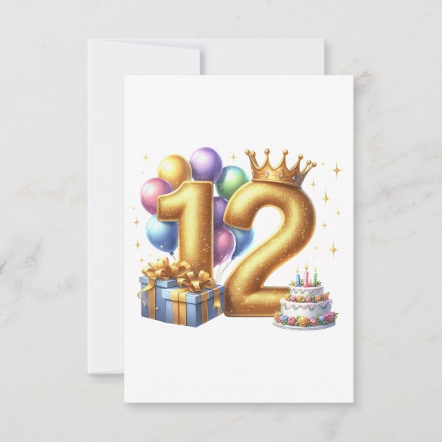 Golden 12th Birthday RSVP Card (Front)