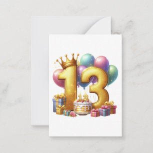 Golden 13th Birthday Card