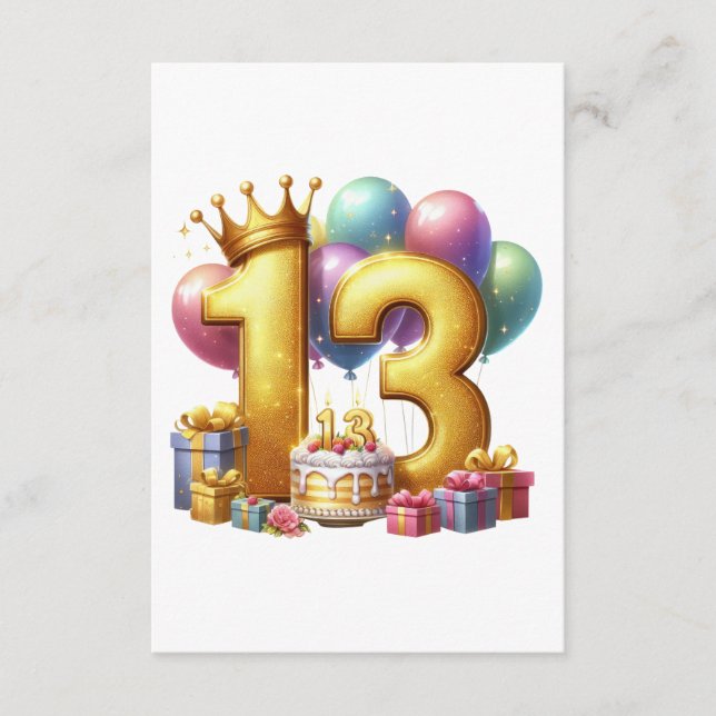 Golden 13th Birthday Enclosure Card (Front)