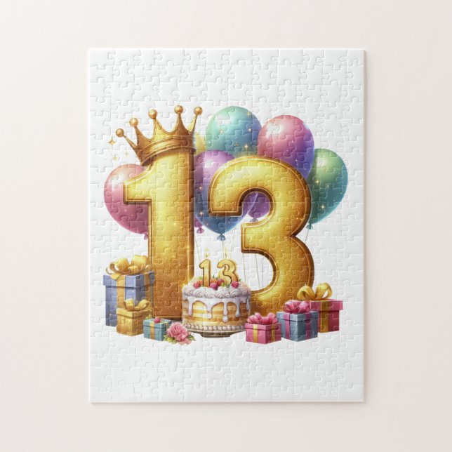 Golden 13th Birthday Jigsaw Puzzle (Vertical)