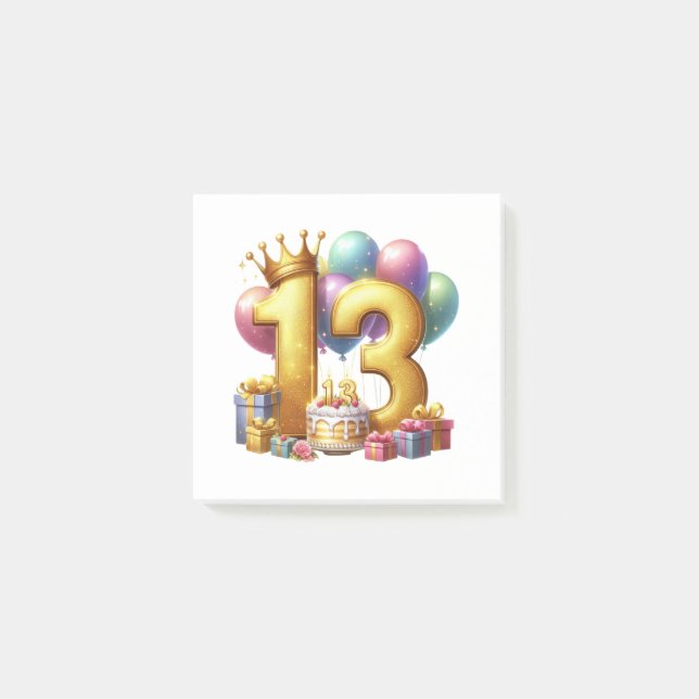 Golden 13th Birthday Post-it Notes (Front)