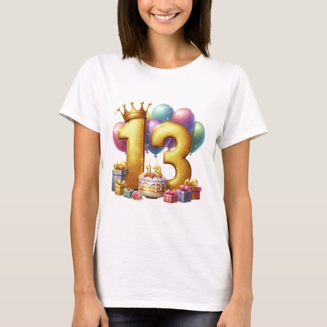 Golden 13th Birthday T-Shirt (Front)