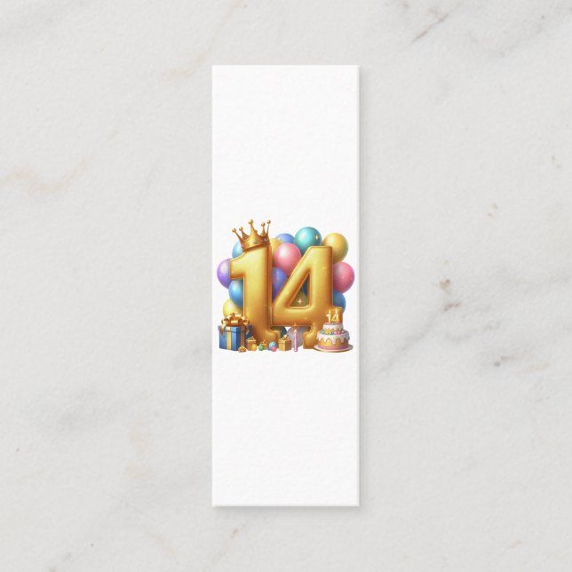 Golden 14th Birthday Calling Card (Front)