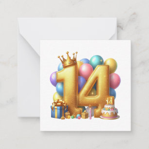 Golden 14th Birthday Card