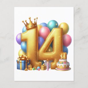 Golden 14th Birthday Flyer