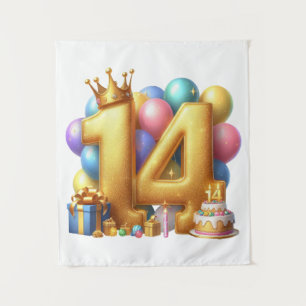 Golden 14th Birthday Tapestry