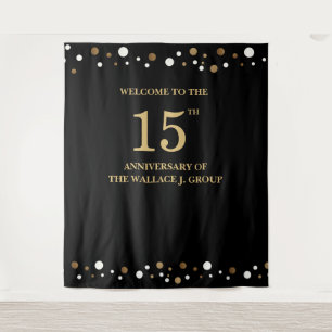 Golden 15 Anniversary Corporate  Photo backdrop Tapestry