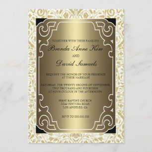 Golden 1920s Art Deco Wedding Invitation