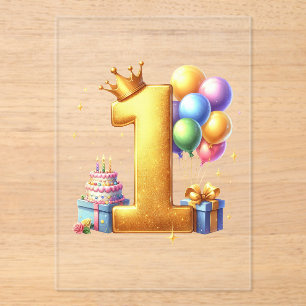 Golden 1st Birthday Acrylic Invitations