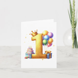 Golden 1st Birthday Card