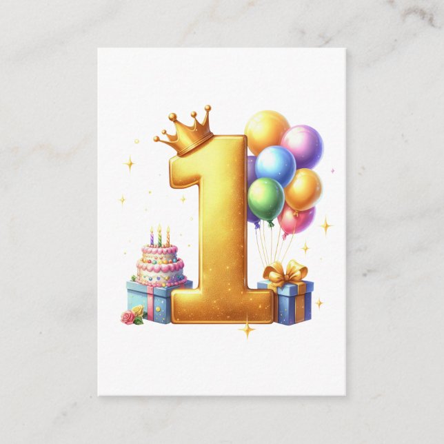 Golden 1st Birthday Enclosure Card (Front)
