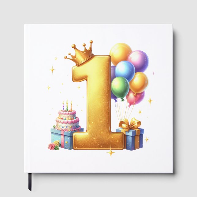Golden 1st Birthday Guest Book (Front)