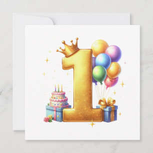 Golden 1st Birthday Invitation