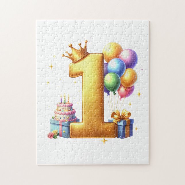 Golden 1st Birthday Jigsaw Puzzle (Vertical)