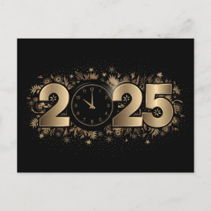 Golden 2025 New Year Celebration Holiday Postcard