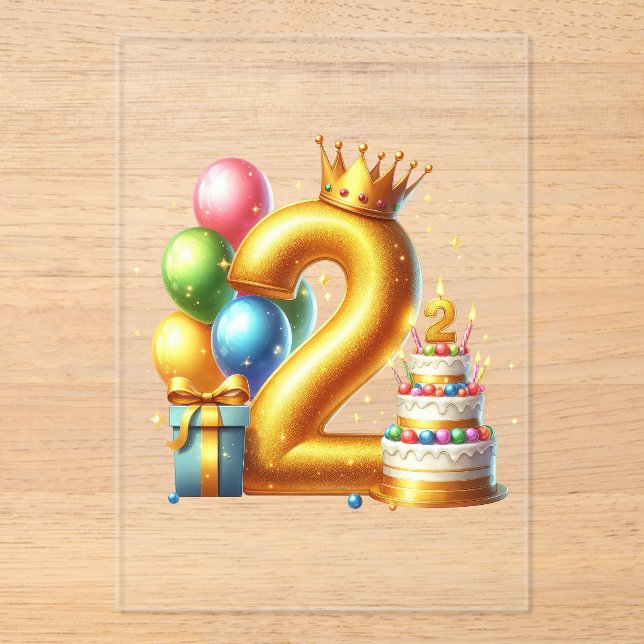 Golden 2nd Birthday Acrylic Invitations (Front)