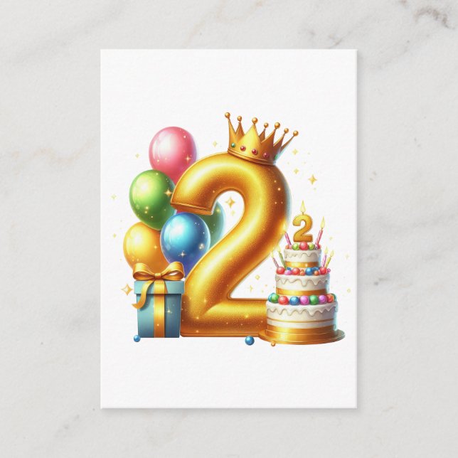 Golden 2nd Birthday Enclosure Card (Front)