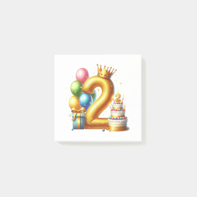 Golden 2nd Birthday Post-it Notes (Front)