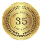 Golden 35th Anniversary with laurel wreath Sticker