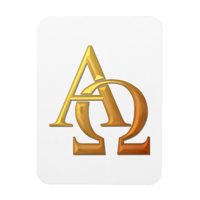 Golden "3-D" Alpha and Omega Symbol Magnet (Vertical)