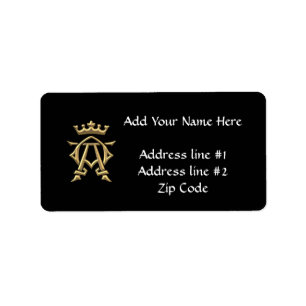 Golden "3-D" Alpha and Omega w/Crown Symbol Label