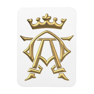 Golden "3-D" Alpha and Omega w/Crown Symbol Magnet