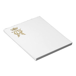 Golden "3-D" Alpha and Omega w/Crown Symbol Notepad