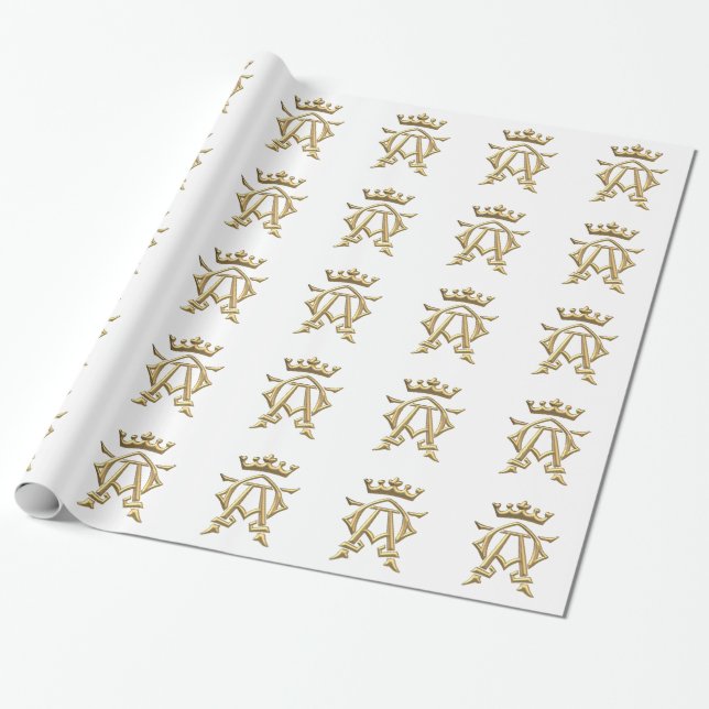 Golden "3-D" Alpha and Omega Wrapping Paper (Unrolled)