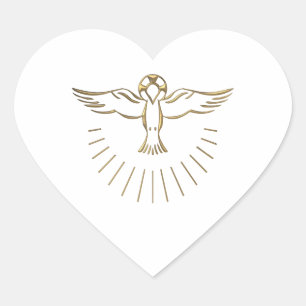 Golden "3-D" Ascent of The Holy Spirit Heart Sticker