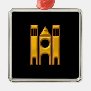 Golden "3-D" Cathedral 2 Metal Tree Decoration