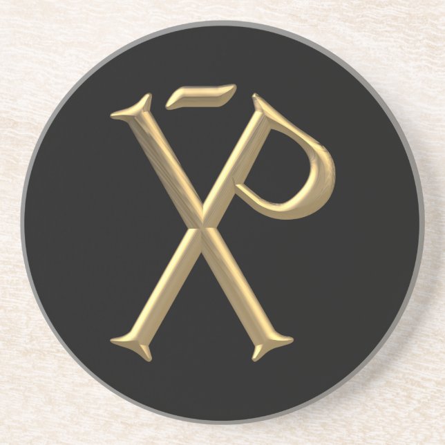Golden "3-D" Chi-Rho 3 Coaster (Front)