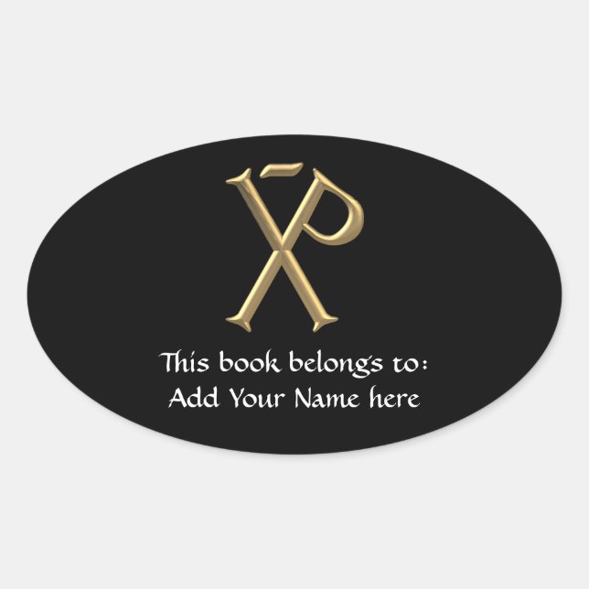 Golden "3-D" Chi-Rho 3 Oval Sticker (Front)
