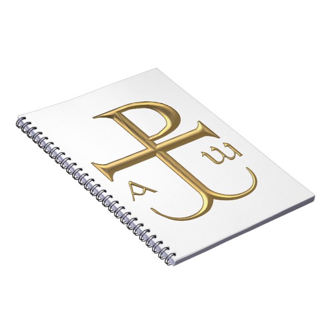 Golden "3-D" Chi-Rho with Anchor 2 Spiral Notebook (Right Side)