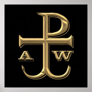 Golden "3-D" Chi-Rho with Anchor Poster