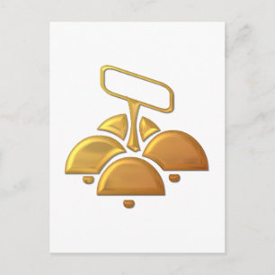 Golden "3-D" Church Bells Postcard